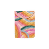 Colorful quilted laptop pouch with a rounded flap closure, designed with a retro rainbow swirl pattern in vibrant shades of pink, orange, yellow, green, and blue. The soft, padded texture offers protection for laptops or tablets, while the bold, geometric design adds a playful and stylish touch. Ideal for tech-savvy users who want both function and fashion in their laptop accessories.