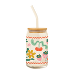 Can Glass w/ Lid + Straw