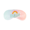 A picture of one cute, dreamy eyemask with gradient of light blue to blush pink, with the saying 