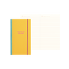 Yellow notebook with 'YOU'RE SO GOLDEN' on the cover and lined pages inside.