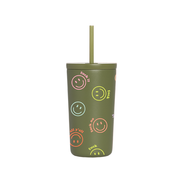  F*ck It" Smiley Cold Cup
For the days when your last nerve has officially clocked out—this cup gets it. The Fck It* Cold Cup doesn’t sugarcoat a damn thing, and neither should you. Decked out in neon smiley faces and not-so-subtle affirmations like “fck no,” “fck it,” and “f*ck y’all,” this olive green tumbler delivers cold drinks and colder truths. Whether you’re hydrating, caffeinating, or emotionally disassociating, this cup is your middle-fingered BFF in drinkware form. Sip. Shrug. Repeat.