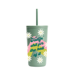 "Talkin' Shit for the Hell of It" Cold Cup
For the loud mouths, eye-rollers, and expert roasters—this one’s for you. The Talkin' Shit for the Hell of It Cold Cup doesn't need a reason and sure as hell doesn't need permission. With cheeky retro flair, daisy doodles, and a pastel palette that totally clashes with your hot takes, this sage green tumbler keeps your drink cold and your comebacks colder. Sip, spill, repeat.