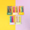 All 6 pack jotters displayed on a yellow and periwinkle background