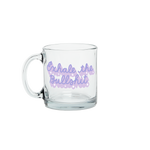 a cute glass mug that says exhale the bullshit in purple 