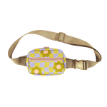 Small pastel purple and green checkers with flowers pattern hip bag