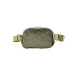 Dark forest green corduroy simple belt bag. 