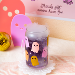 Can Glass with Ghoul Gang, Multicolored Ghosts with heart eyes, acrylic ghosts in shades of pink and Ghouls just wanna have fun Poster