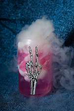 Can Glass with lid Halloween designs; can glass with lid with a skeleton peace sign