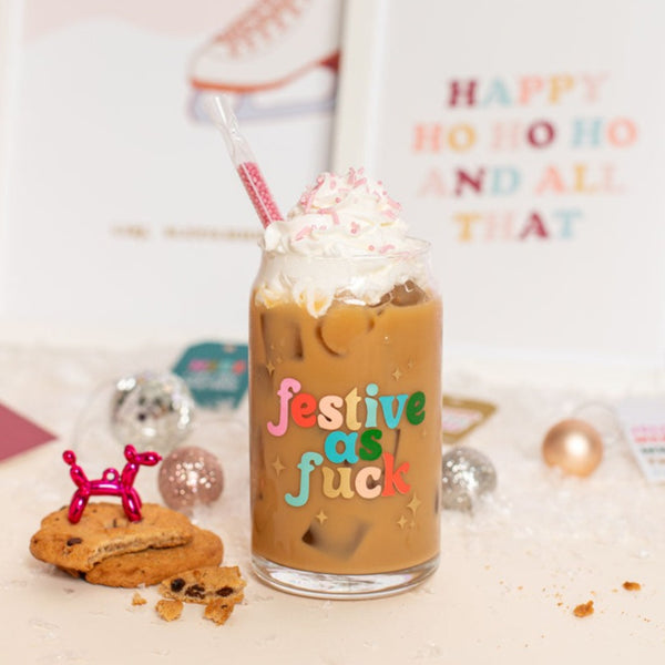Holiday Can Glass w/Lid + Straw - Talking Out Of Turn