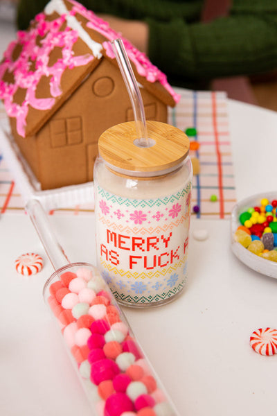 Holiday Can Glass w/Lid + Straw - Talking Out Of Turn