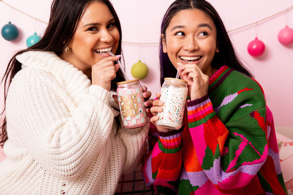 Holiday Can Glass w/Lid + Straw - Talking Out Of Turn