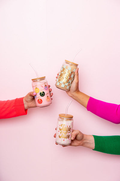 Holiday Can Glass w/Lid + Straw - Talking Out Of Turn
