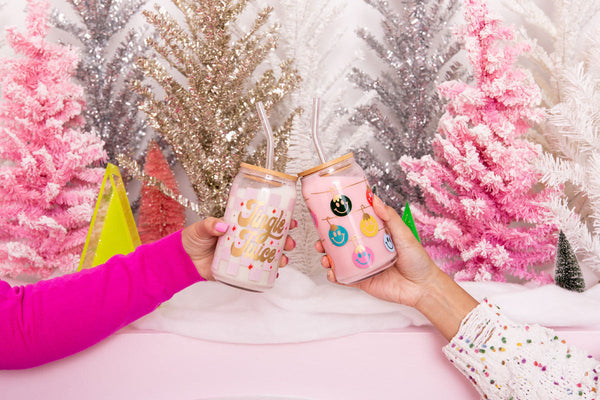 Holiday Can Glass w/Lid + Straw - Talking Out Of Turn