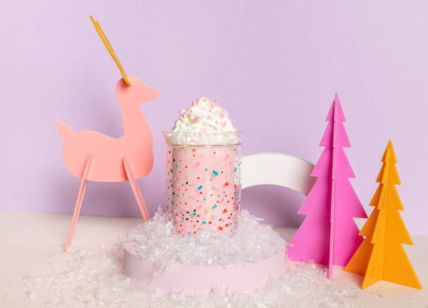 Pink Multicolor glass with confetti 