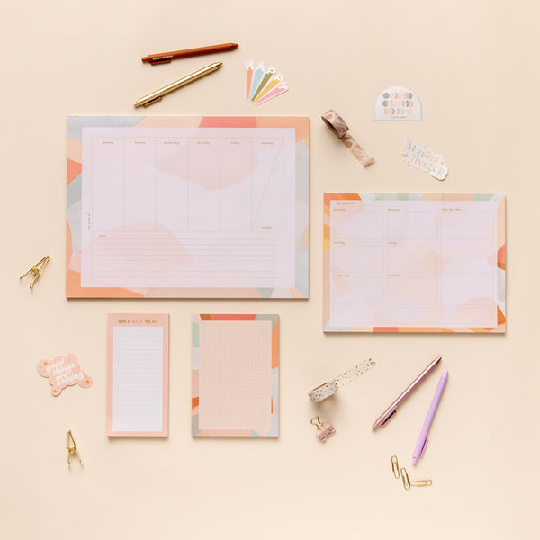 1 X-Large, 1 Large, 1 Medium, and 1 Small tearaway notepad; 4 TOOT stickers; 2 TOOT pens; 1 washi tape
