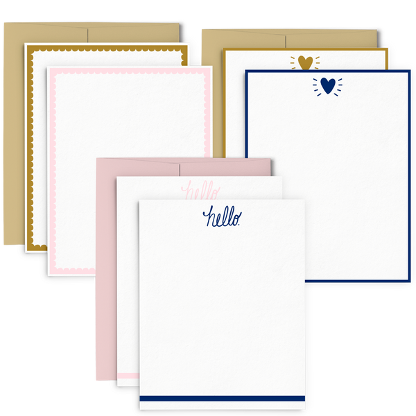 Shine Stationery Set features 3 unique designs in 2 color options.