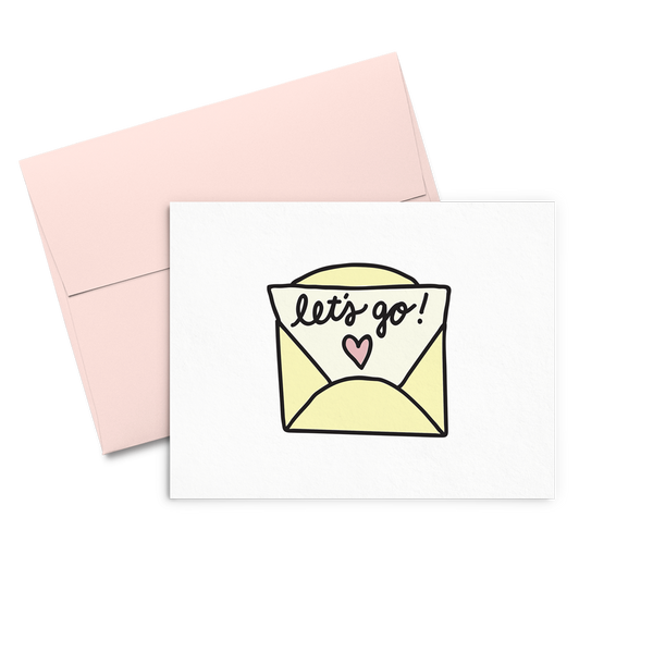 Let's Go Envelope is a cute greeting card of a yellow letter and includes a pink envelope.