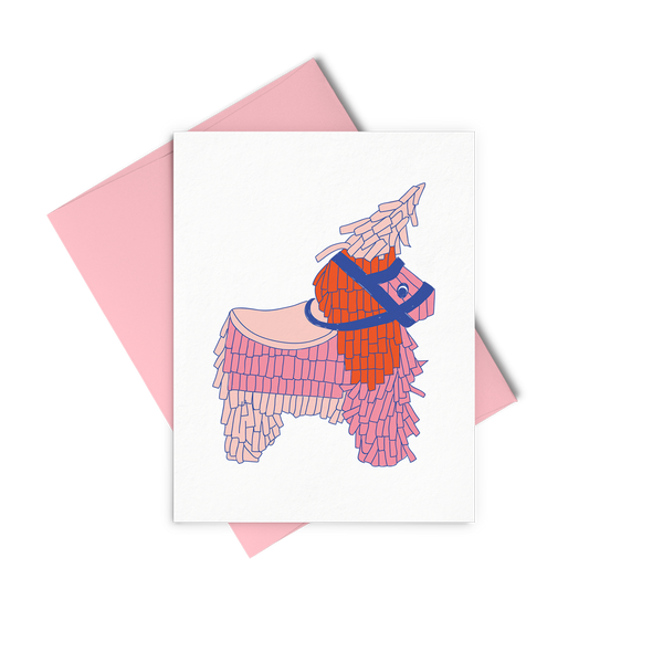 Pinata greeting card is a cute birthday card with a pink envelope.