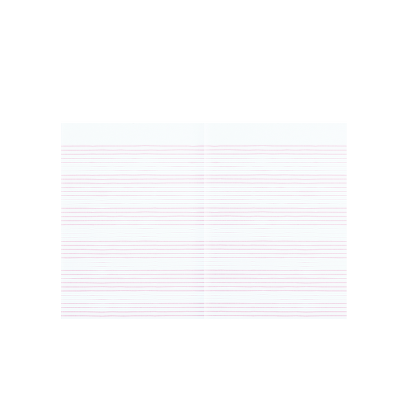 Light blue and pink spreads from a small notebook showing simple lined pages
