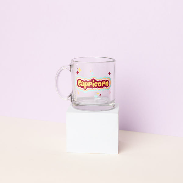 Astrology Clear Glass Mug on pedestal - Capricorn