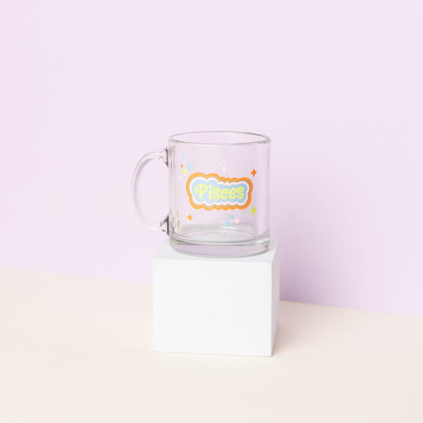 Astrology Clear Glass Mug on pedestal - Pisces