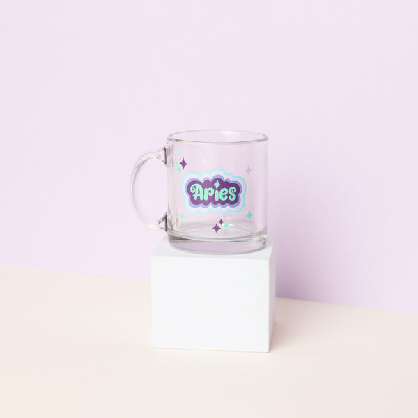 Astrology Clear Glass Mug on pedestal - Aries