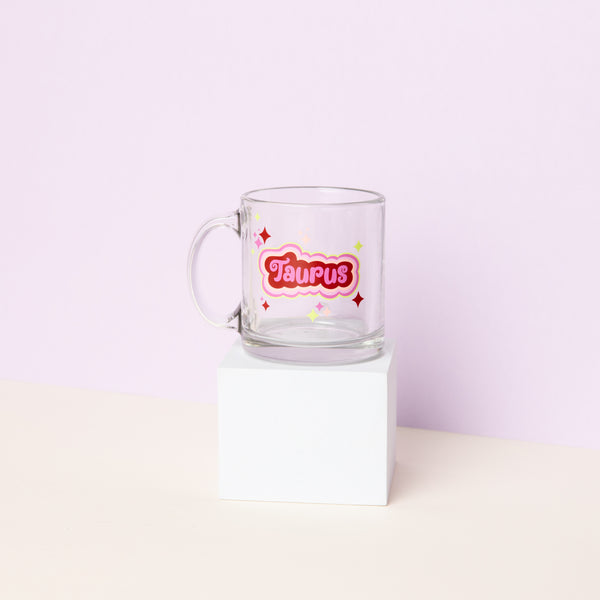 Astrology Clear Glass Mug on pedestal - Taurus