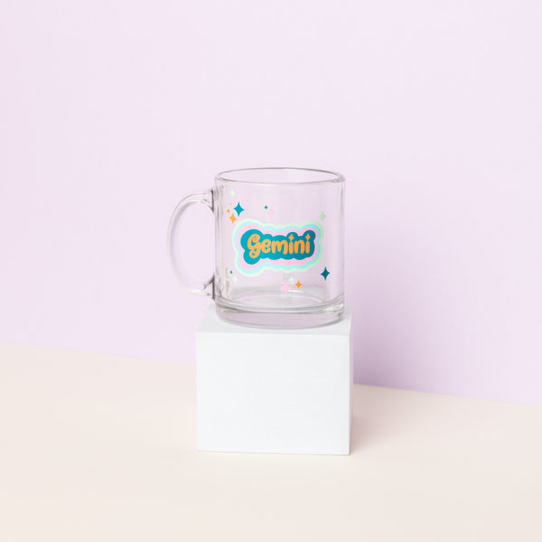Astrology Clear Glass Mug on pedestal - Gemini