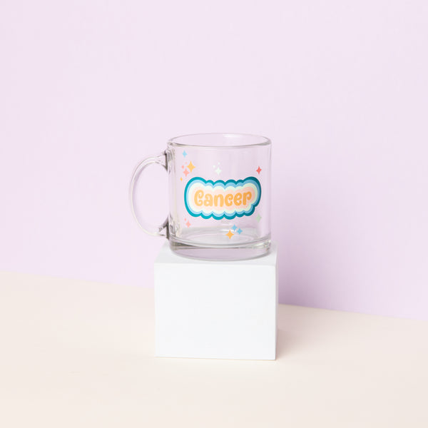 Astrology Clear Glass Mug on pedestal - Cancer