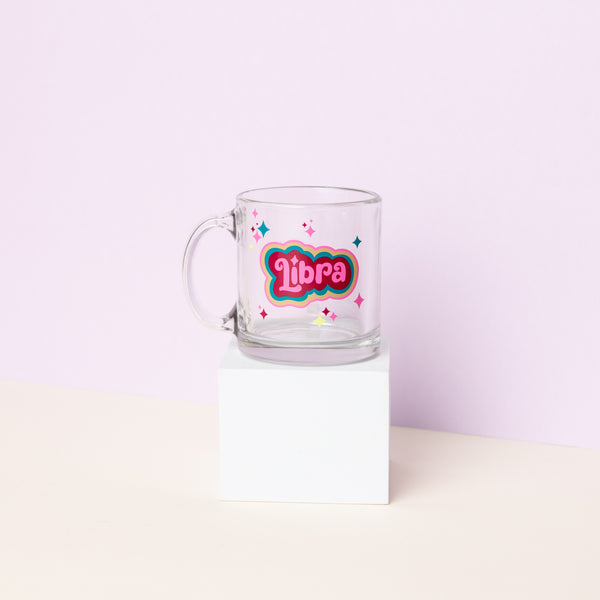 Astrology Clear Glass Mug on pedestal - Libra