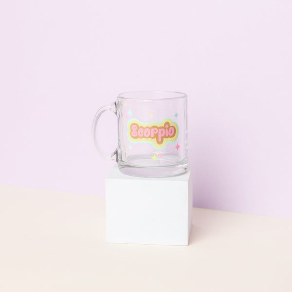Astrology Clear Glass Mug on pedestal - Scorpio