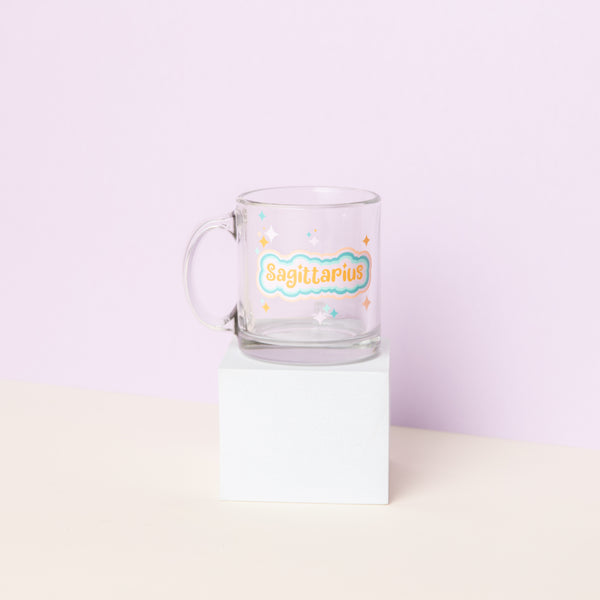 Astrology Clear Glass Mug on pedestal - Sagittarius