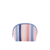 Cosmo Cutie is a cute cosmetics bag with pink, blue, and peach stripes pattern.