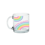 a cute glass mug with wavy lines that says emotional rollercoaster