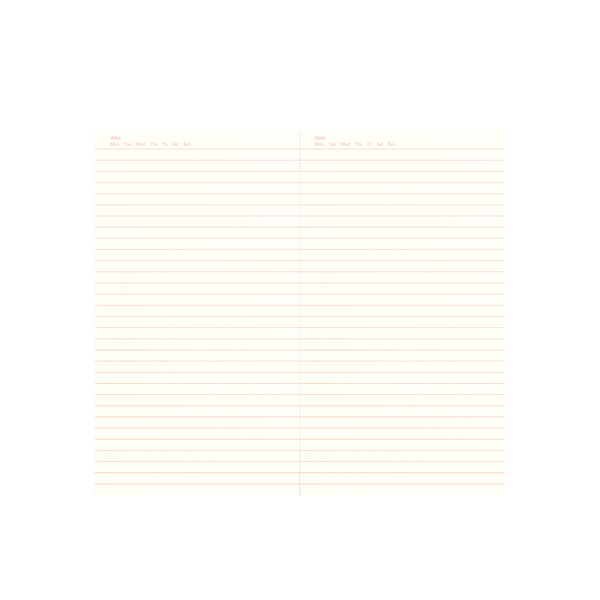 Each spread features softly lined pages with space to mark the date and check off your week, Monday through Sunday. It’s a simple but effective setup for daily notes, reflections, or to-do lists. Whether you’re keeping a diary, planning your week, or jotting down wild ideas, this layout keeps you gently organized.